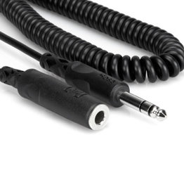 Hosa Coiled Headphone Extension Cable, 1/4 in TRS to 1/4 in TRS, 25 f