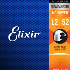 Elixir Elixir 12-52 NANOWEB Coated Electric Guitar Strings, Nickel Plated Steel