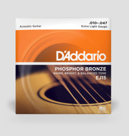 D'Addario D'Addario 10-47 Acoustic Guitar Strings, Phosphor Bronze, Extra Light (EJ15)