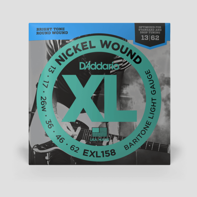 D'Addario D'Addario XL 13-62 Baritone Electric Guitar Strings, Nickel Wound, Light (EXL158)