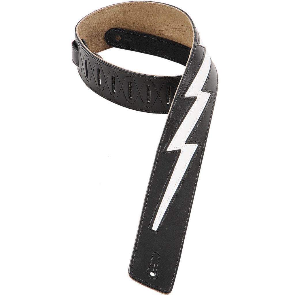 Levy's Levy's  2.5" Guitar Strap with Leather Lightning Bolt Inlay