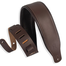 Levy's Levy's 3" Top Grain Leather Guitar Strap, Garment Leather with Foam Padding (Dark Brown)