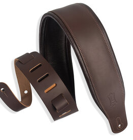 Levy's Levy's 3" Top Grain Leather Guitar Strap, Garment Leather with Foam Padding (Dark Brown)