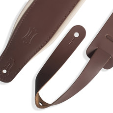 Levy's Levy's 3" Top Grain Leather Guitar Strap, Garment Leather with Foam Padding (Brown/Cream)