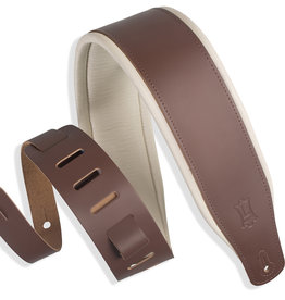 Levy's Levy's 3" Top Grain Leather Guitar Strap, Garment Leather with Foam Padding (Brown/Cream)