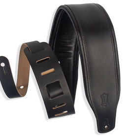 Levy's Levy's 3" Top Grain Leather Guitar Strap, Garment Leather with Foam Padding (Black)