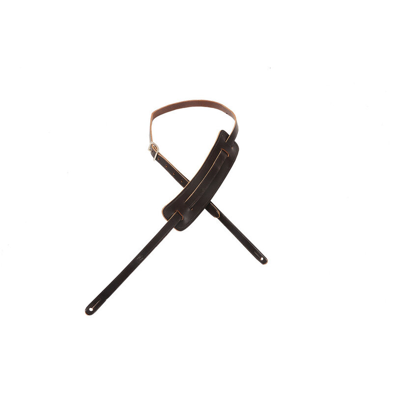 Levy's Levy's 5/8" Veg-tan Leather Guitar Strap, Classic 50's Pad & Buckle Adjustment (Dark Brown)