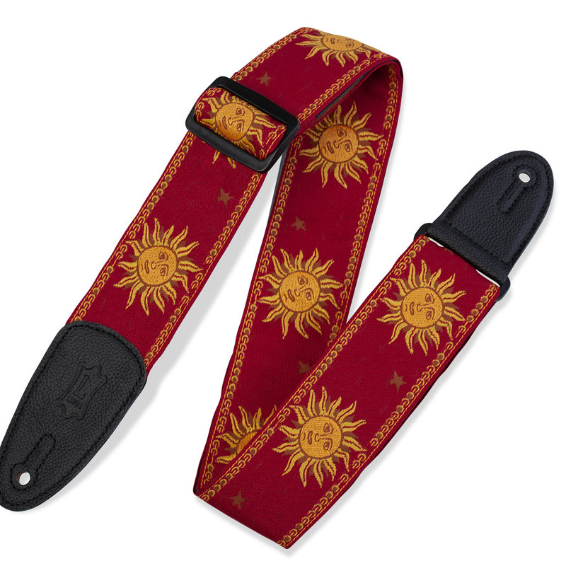 Levy's Levy's 2" Sun Design Jacquard Weave Guitar Strap (Red)