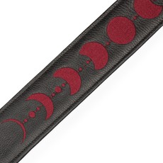 Levy's Levy's 2.5" Guitar Strap with Moon Phases Embroidery, Black Padded Garment Leather (Burgundy)