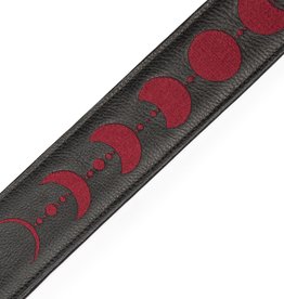 Levy's Levy's 2.5" Guitar Strap with Moon Phases Embroidery, Black Padded Garment Leather (Burgundy)