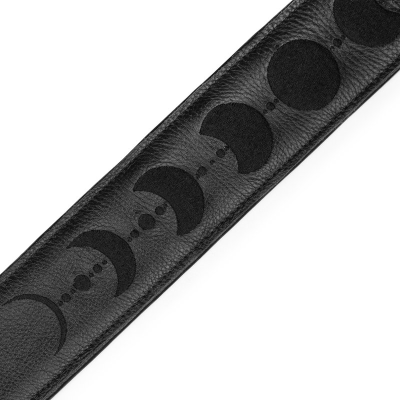 Levy's Levy's 2.5" Guitar Strap with Moon Phases Embroidery, Black Padded Garment Leather (Black)