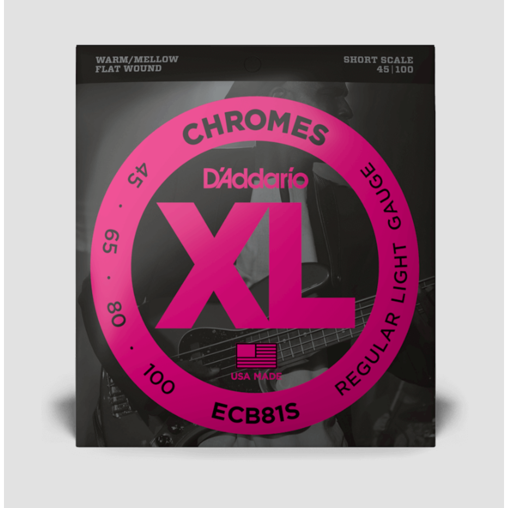 D'Addario D'Addario XL Chromes 45-100 Bass Strings, Short-Scale, Flat Wound