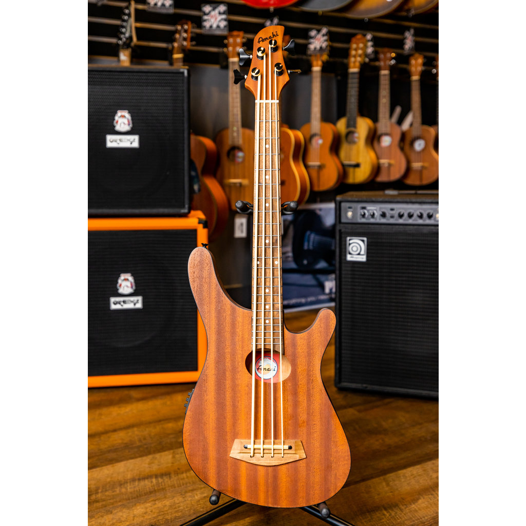 Amahi Amahi Mahogany Double Cutaway Ukulele Bass with Electronics