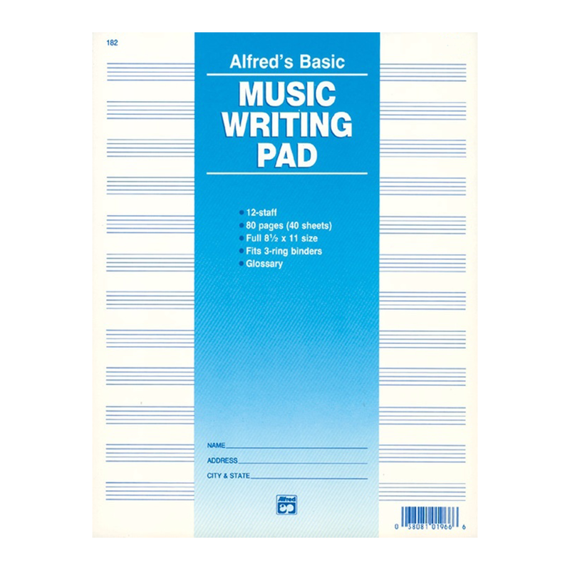 Alfred Music Alfred's Music Music Writing Pad, 12 Stave Staff Paper [80 pages]