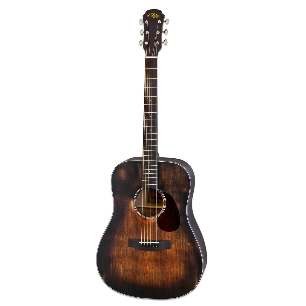Aria Aria Delta Blues Series Dreadnought Acoustic Guitar (Muddy Brown)