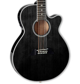 Takamine Takamine TSP158C-12 SBL Thinline Acoustic/Electric Guitar [12-String, Semi-Hard Case Included] (See-Thru Black Gloss Finish)