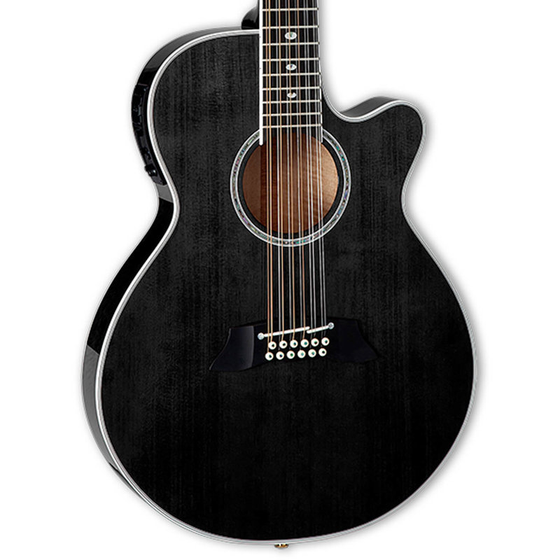 Takamine Takamine TSP158C-12 SBL Thinline Acoustic/Electric Guitar [12-String, Semi-Hard Case Included] (See-Thru Black Gloss Finish)