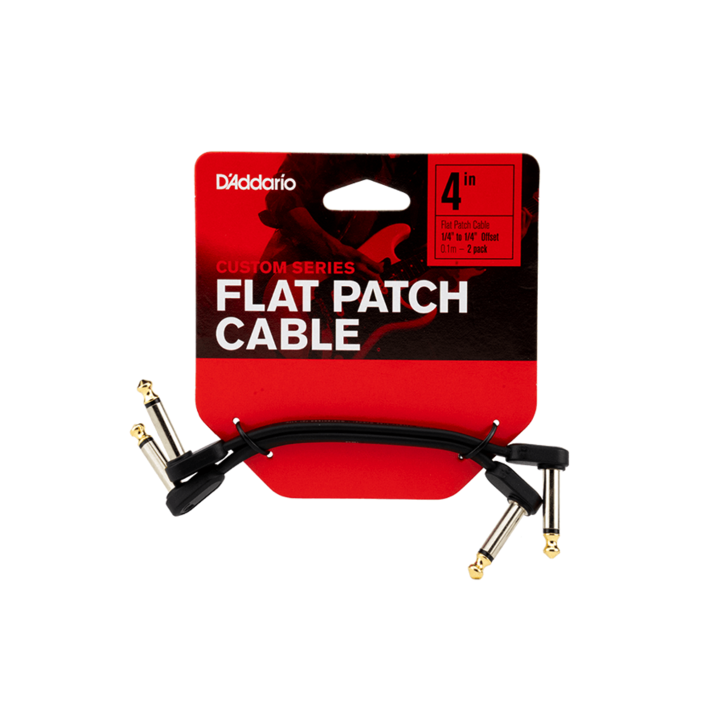D'Addario D'Addario Flat Patch Cable, Offset Right Angle, 4 inch (2-Pack)