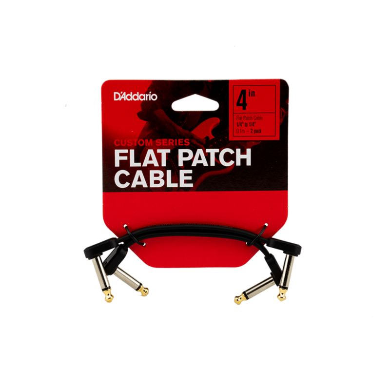 D'Addario D'Addario Flat Patch Cable, Matching Right Angle, 4 inch (2-Pack)