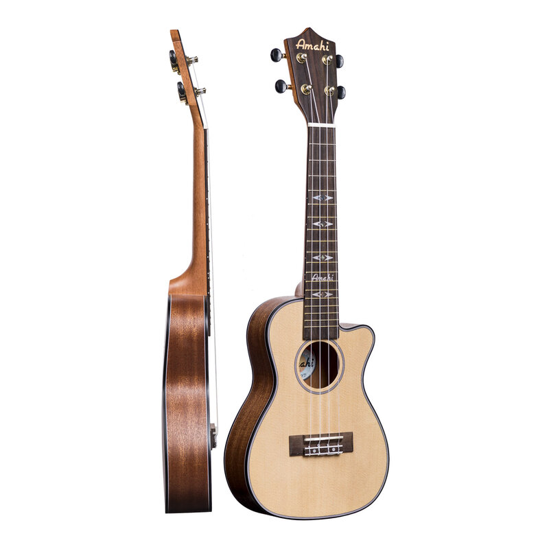 Amahi Amahi Concert Ukulele w/ Spruce Top, Mahogany Back & Sides, Thin Body, Cutaway, & EQ