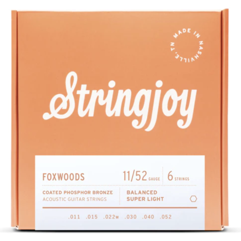 Stringjoy Stringjoy Foxwoods | Super Light Gauge (11-52) Coated Phosphor Bronze Acoustic Guitar Strings