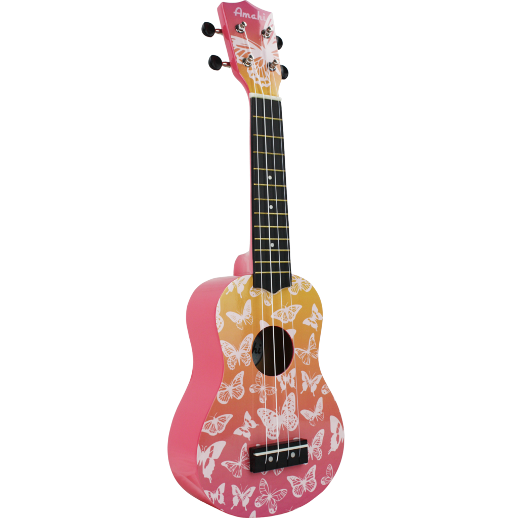 Amahi Amahi Sunset Mariposa Butterfly Design Ukulele, Soprano