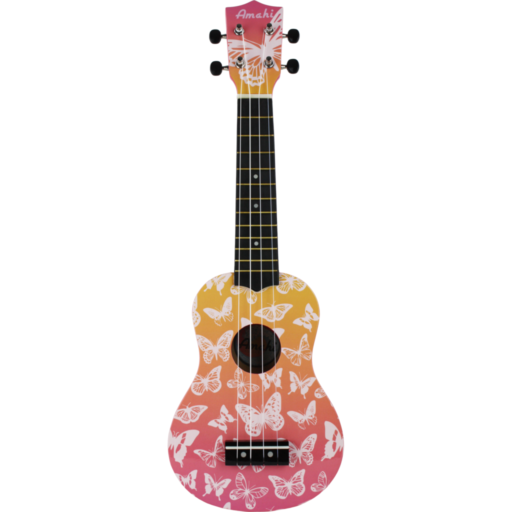 Amahi Amahi Sunset Mariposa Butterfly Design Ukulele, Soprano