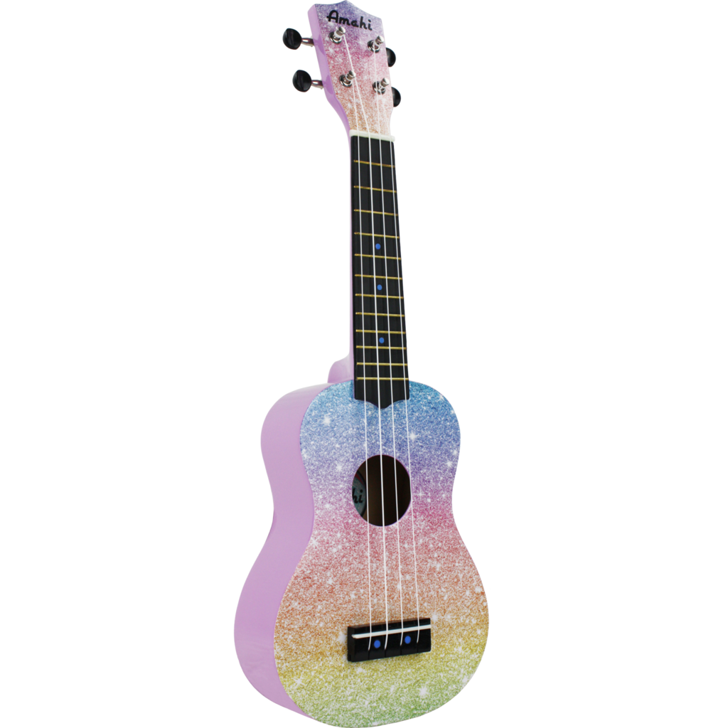 Amahi Amahi Rainbow Glitter Ukulele, Soprano (Gloss Finish)