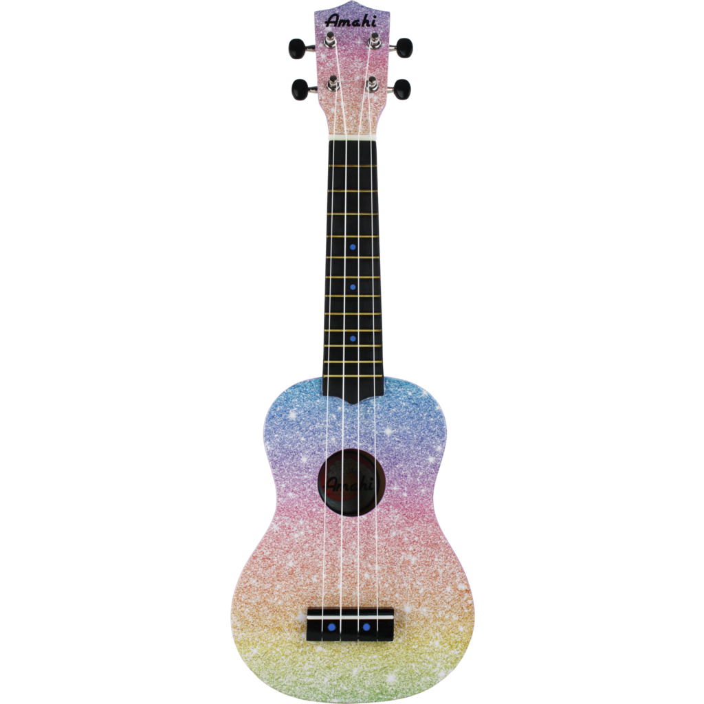 Amahi Amahi Rainbow Glitter Ukulele, Soprano (Gloss Finish)