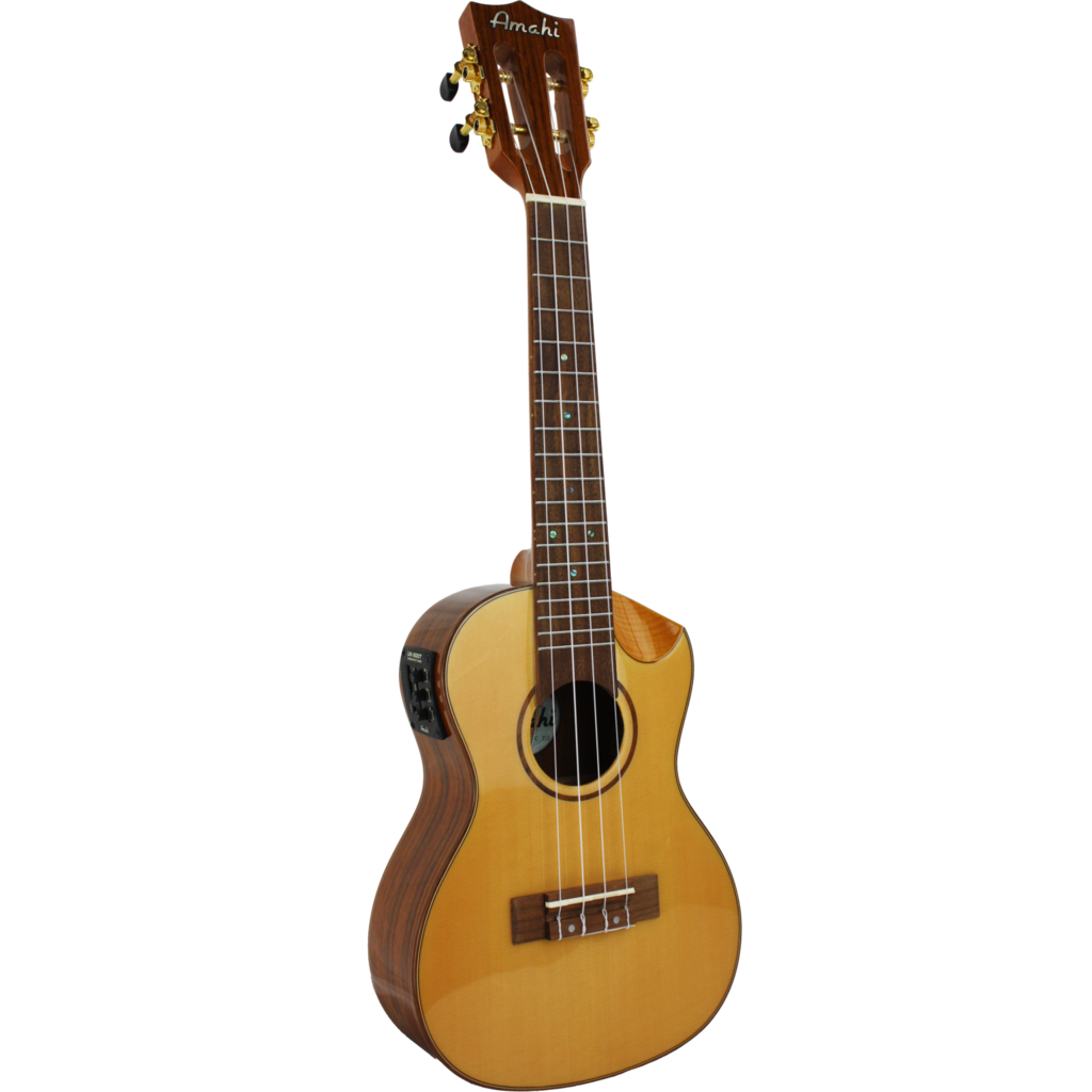 Amahi Amahi Concert Ukulele with Solid Spruce Top, Scallop Cutaway, and EQ