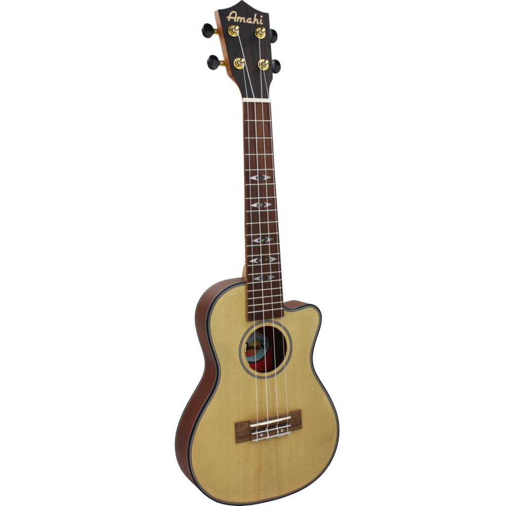 Amahi Amahi Concert Ukulele with Spruce Top, Mahogany Back & Sides, Thin Body, Cutaway