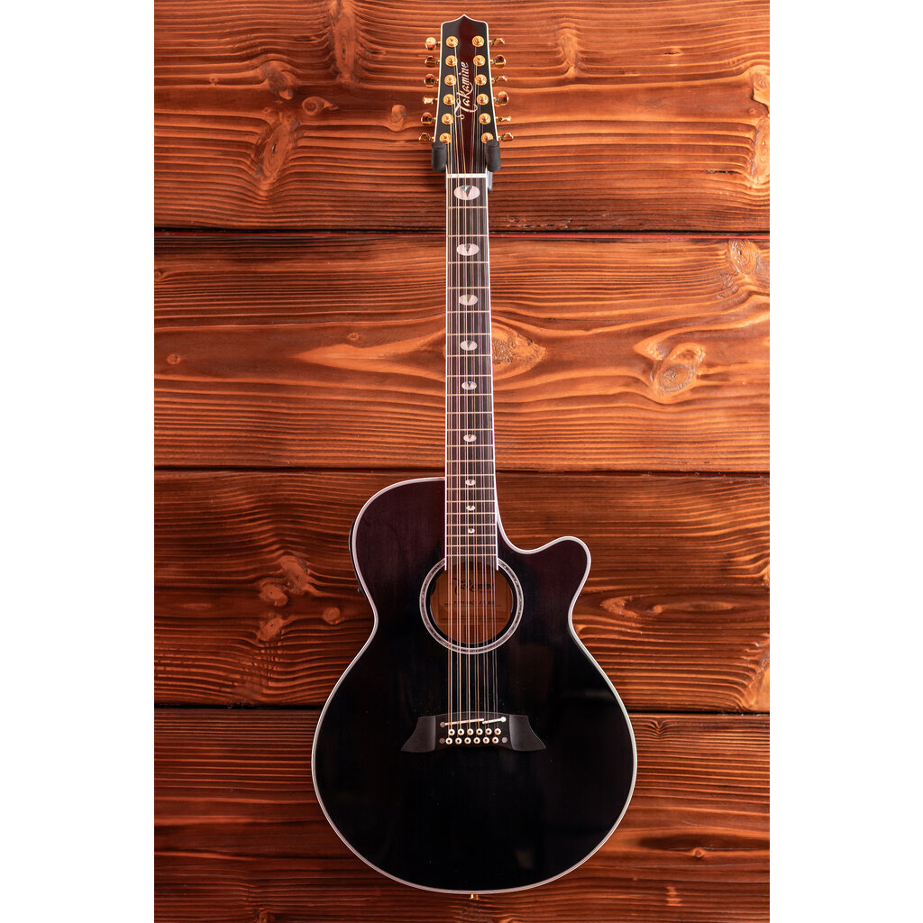 Takamine Takamine TSP158C-12 SBL Thinline Acoustic/Electric Guitar [12-String, Semi-Hard Case Included] See-Thru Black Gloss Finish