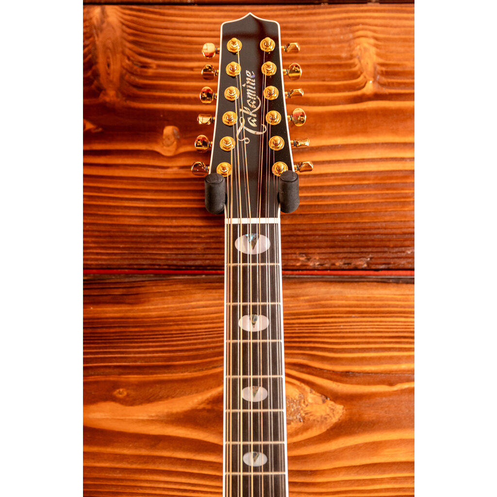 Takamine Takamine TSP158C-12 SBL Thinline Acoustic/Electric Guitar [12-String, Semi-Hard Case Included] See-Thru Black Gloss Finish