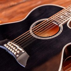 Takamine Takamine TSP158C-12 SBL Thinline Acoustic/Electric Guitar [12-String, Semi-Hard Case Included] See-Thru Black Gloss Finish