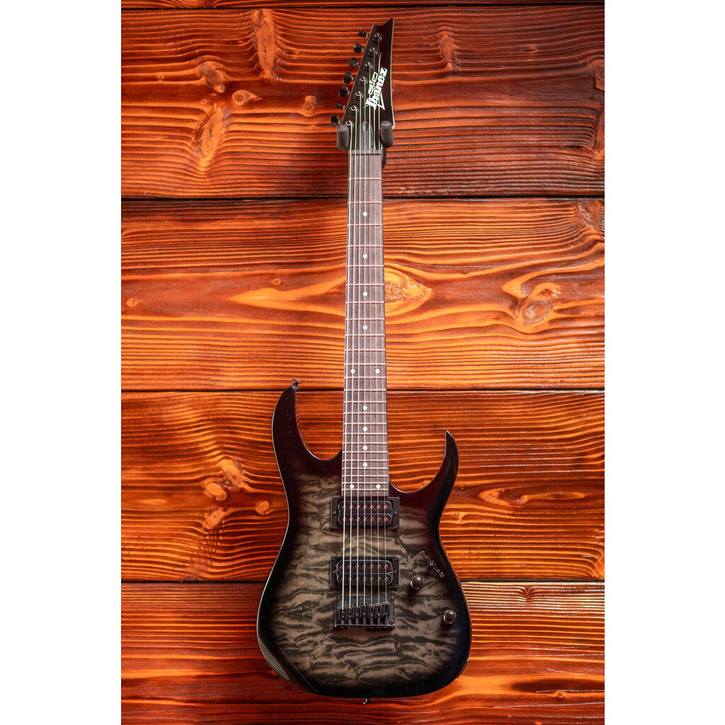 Ibanez Ibanez Gio GRG7221QA 7-String Electric Guitar, Transparent Black Sunburst