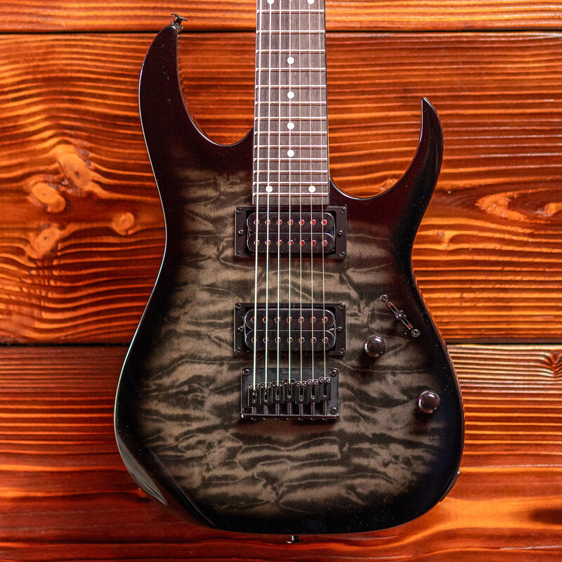 Ibanez Ibanez Gio GRG7221QA 7-String Electric Guitar, Transparent Black Sunburst Ibanez Ibanez Gio GRG7221QA 7-String Electric Guitar, Transparent Black Sunburst