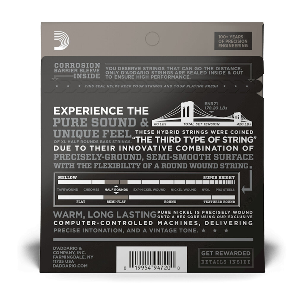 D'Addario D'Addario XL Half Rounds 45-100 Regular Light Long Scale Bass Strings