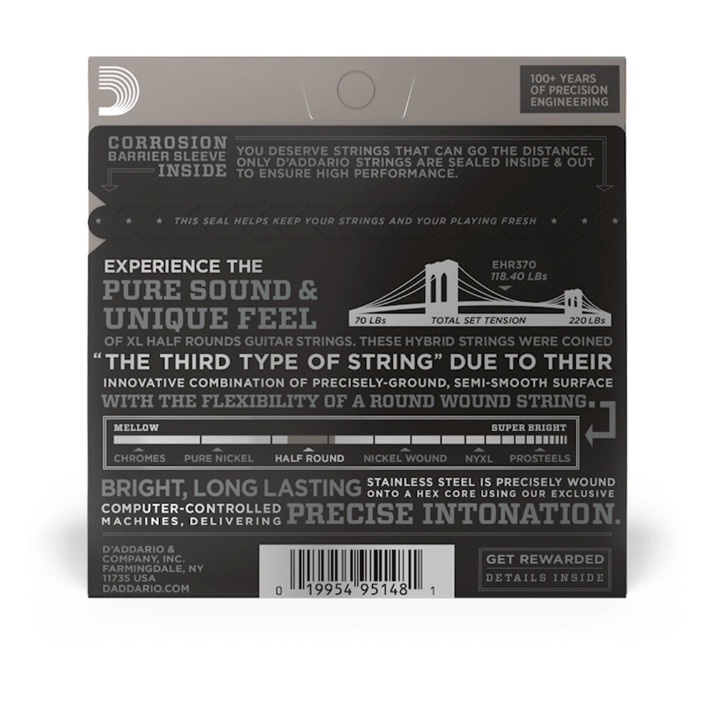 D'Addario D'Addario XL Half Rounds 11-49 Medium Electric Guitar Strings