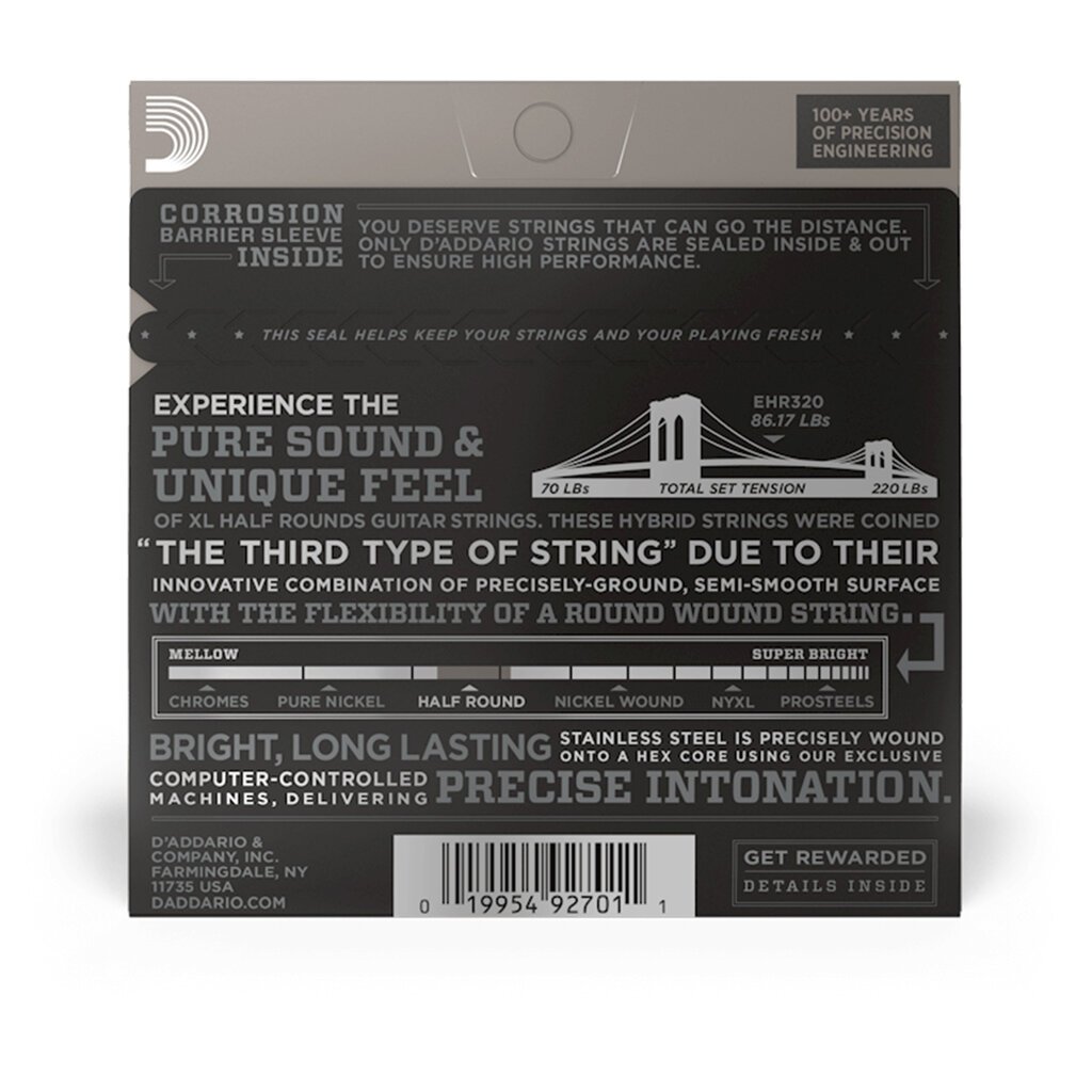D'Addario D'Addario XL Half Rounds 09-42 Super Light Electric Guitar Strings