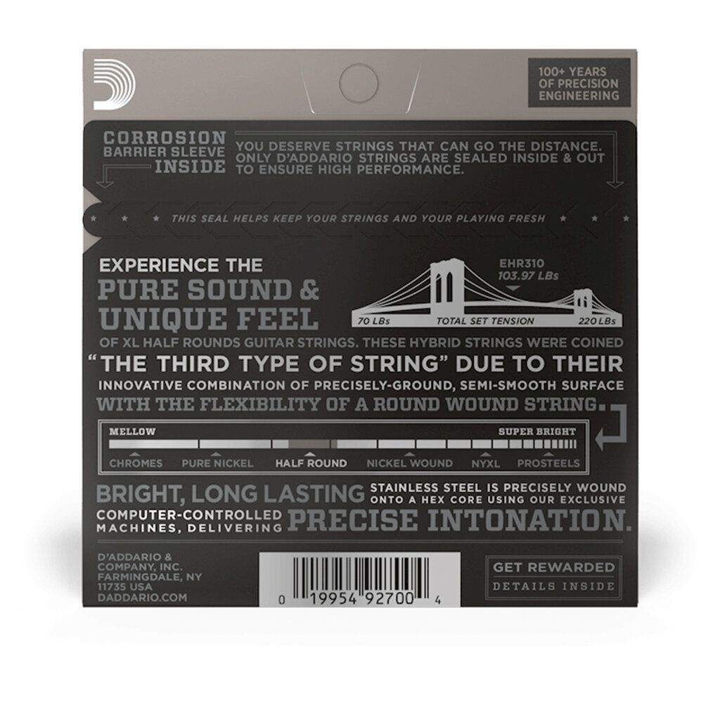 D'Addario D'Addario XL Half Rounds 10-46 Regular Light Electric Guitar Strings