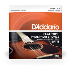 D'Addario D'Addario  Flat Tops Phosphor Bronze 16-56 Medium Resophonic Acoustic Guitar Strings