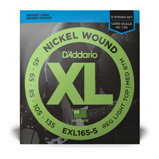 D'Addario D'Addario XL Nickel 45-135 Regular Light Top/Medium Bottom Long Scale 5-String Bass Strings
