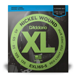 D'Addario D'Addario XL Nickel 45-135 Regular Light Top/Medium Bottom Long Scale 5-String Bass Strings
