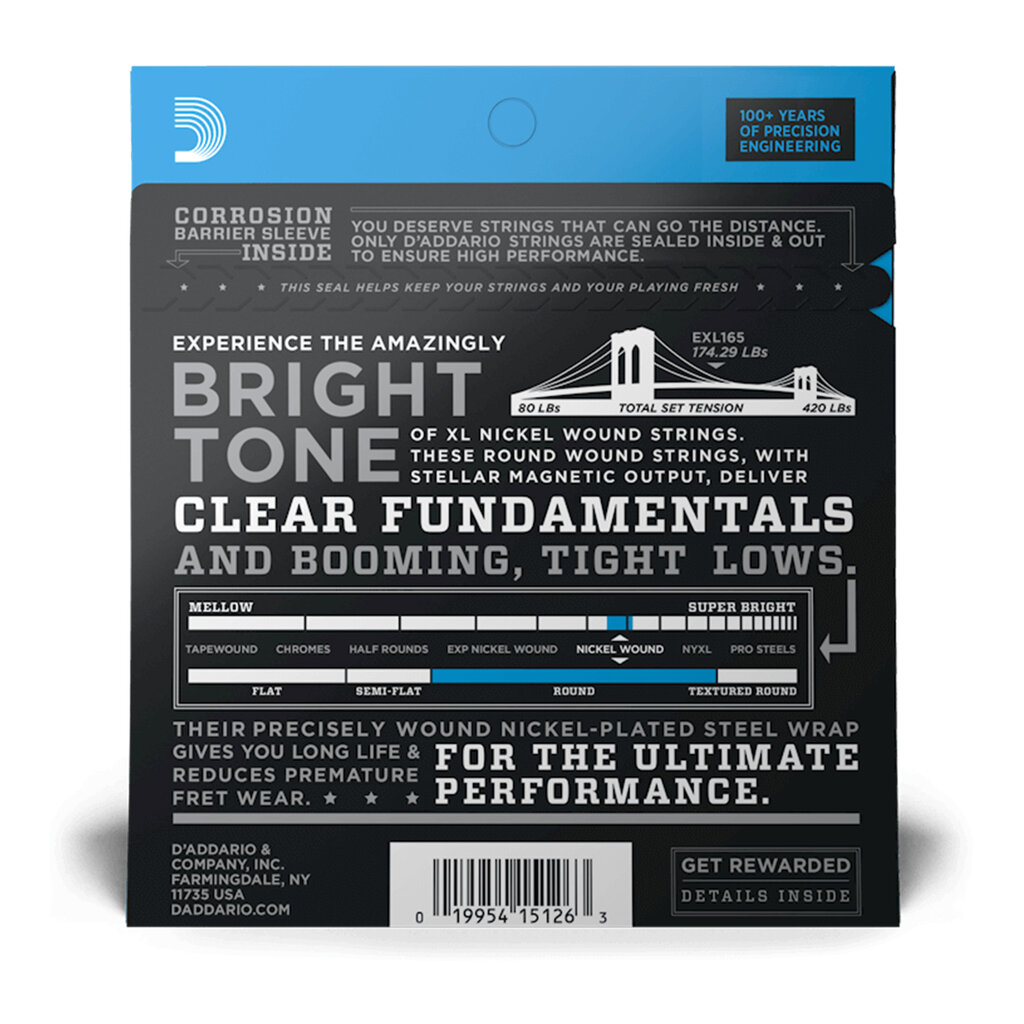 D'Addario D'Addario XL Nickel 45-105 Regular Light Top/Medium Bottom Long Scale Bass Strings