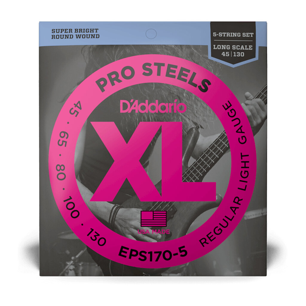 D'Addario D'Addario XL ProSteels 45-130 Regular Light Long Scale 5-String Bass Strings