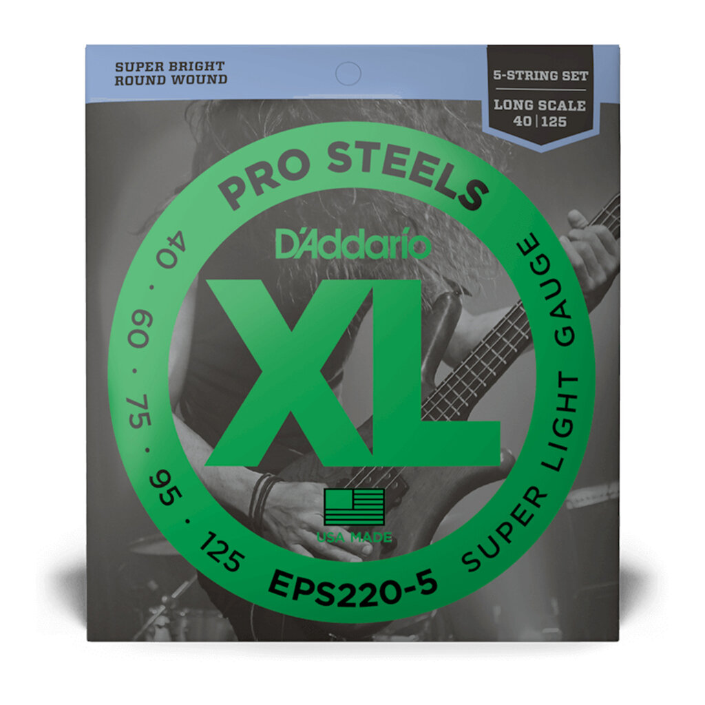 D'Addario D'Addario XL ProSteels 40-125 Super Light, Long Scale 5-String Bass Strings