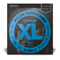 D'Addario D'Addario XL Nylon 50-135 Medium, Long Scale Tapewound 5-String Bass Strings