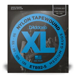 D'Addario D'Addario XL Nylon 50-135 Medium, Long Scale Tapewound 5-String Bass Strings