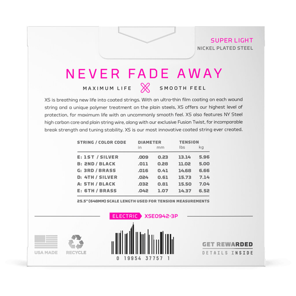 D'Addario D'Addario XS Nickel 09-42 Super Light Coated Electric Guitar Strings