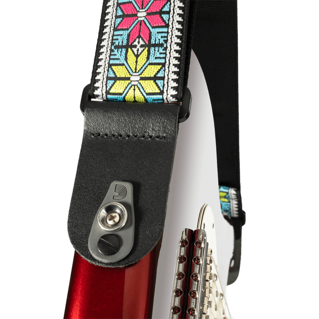 D'Addario D'Addario Pad Lock Woven Guitar Strap, Parallel Flowers